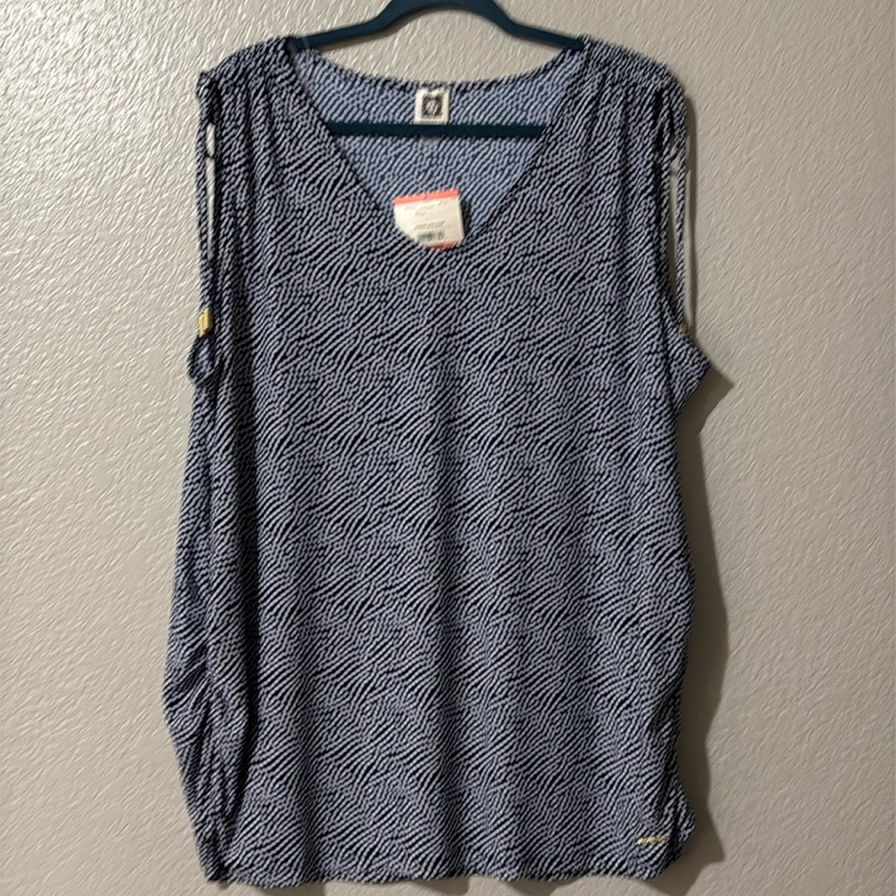Anne Klein Navy & White Polka Dot Top, 3X